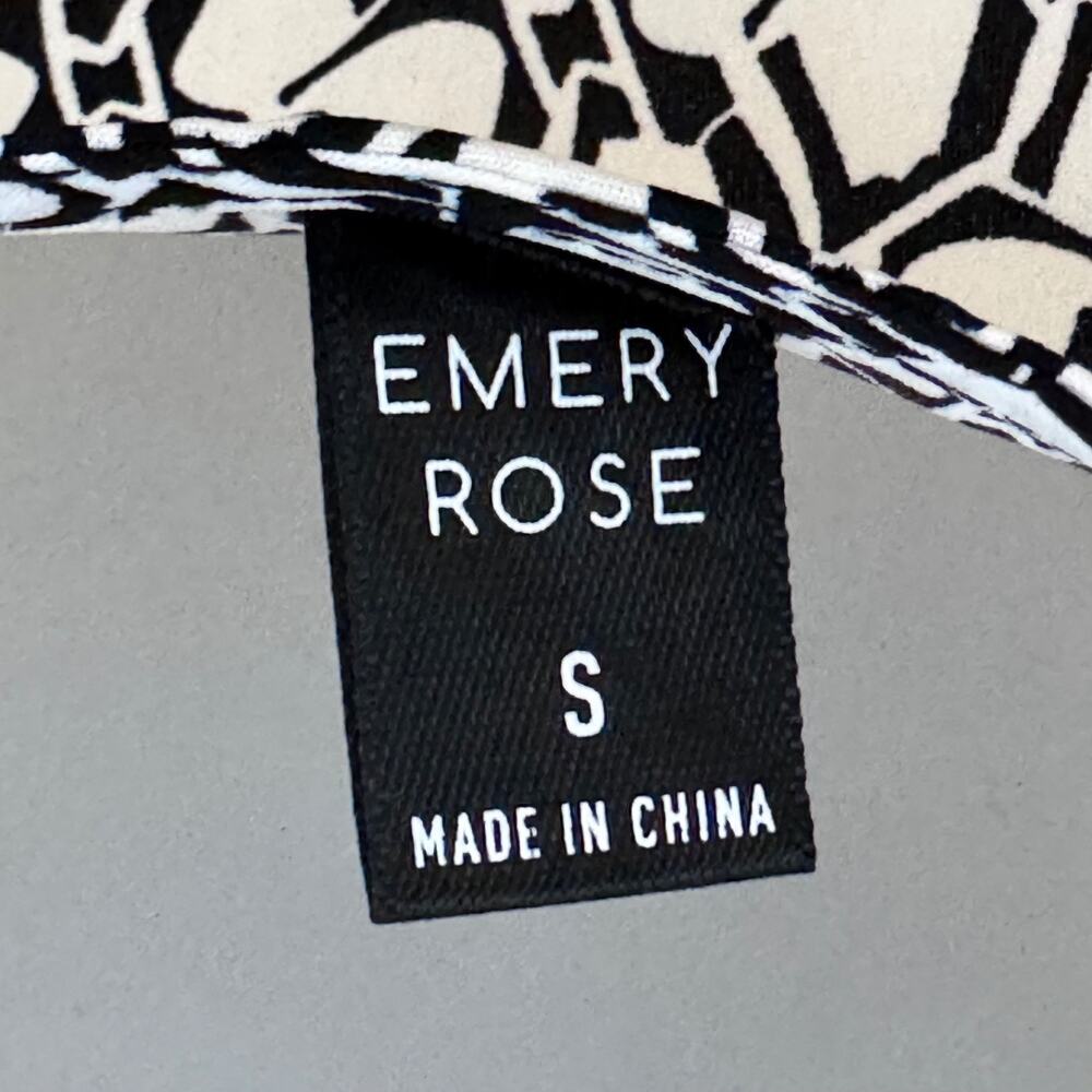 Emery Rose Flutter Sleeve Blouse Tie Back Geometric Print Academia Career Work - Picture 10 of 11